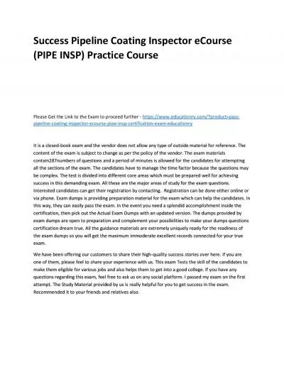 Pipeline Coating Inspector eCourse (PIPE INSP)