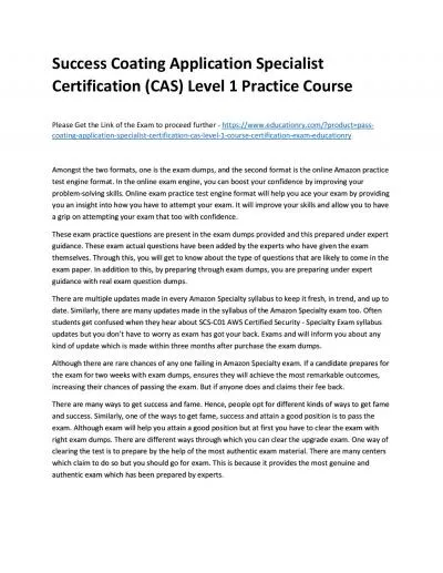 Coating Application Specialist Certification (CAS) Level 1 Course