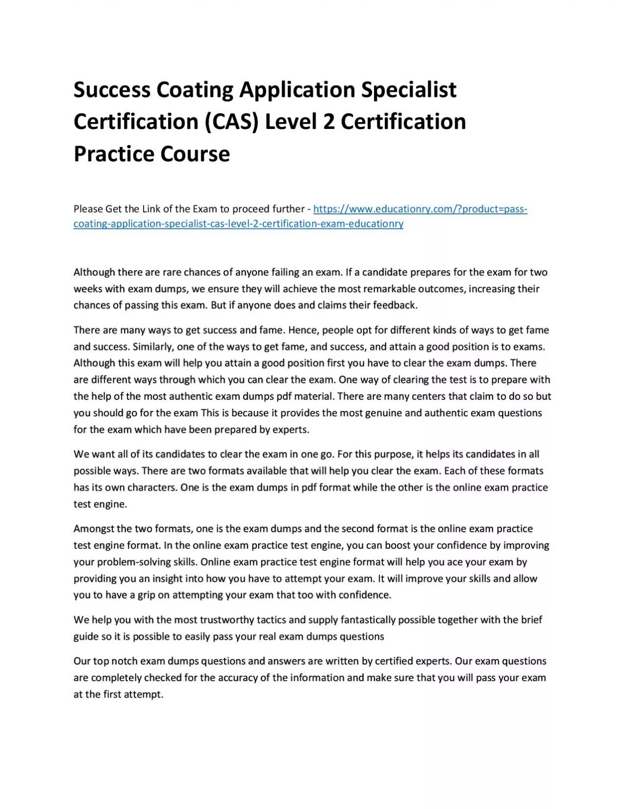 PDF-Coating Application Specialist Certification (CAS) Level 2 Certification