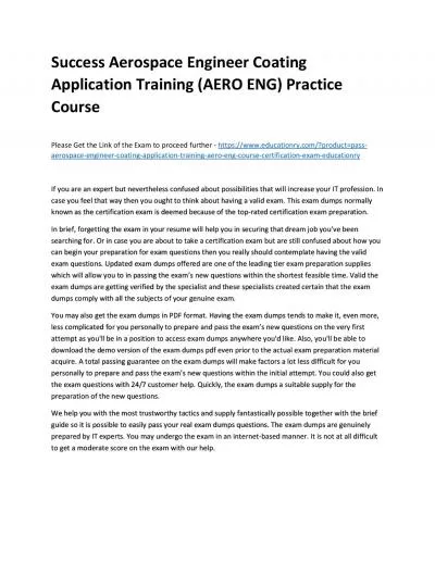 Aerospace Engineer Coating Application Training (AERO ENG) Course