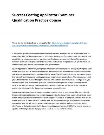 Coating Applicator Examiner Qualification