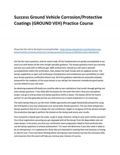 Ground Vehicle Corrosion/Protective Coatings (GROUND VEH) Course