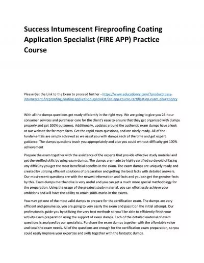 Intumescent Fireproofing Coating Application Specialist (FIRE APP) Course