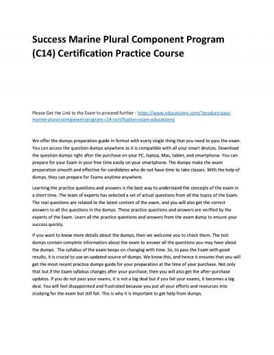 Marine Plural Component Program (C14) Certification