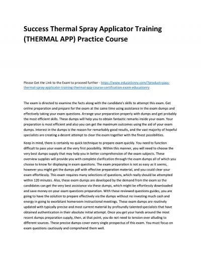 Thermal Spray Applicator Training (THERMAL APP) Course