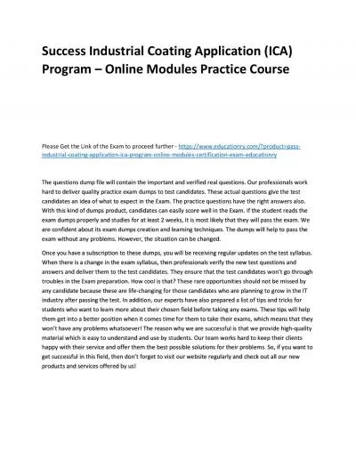 Industrial Coating Application (ICA) Program – Online Modules