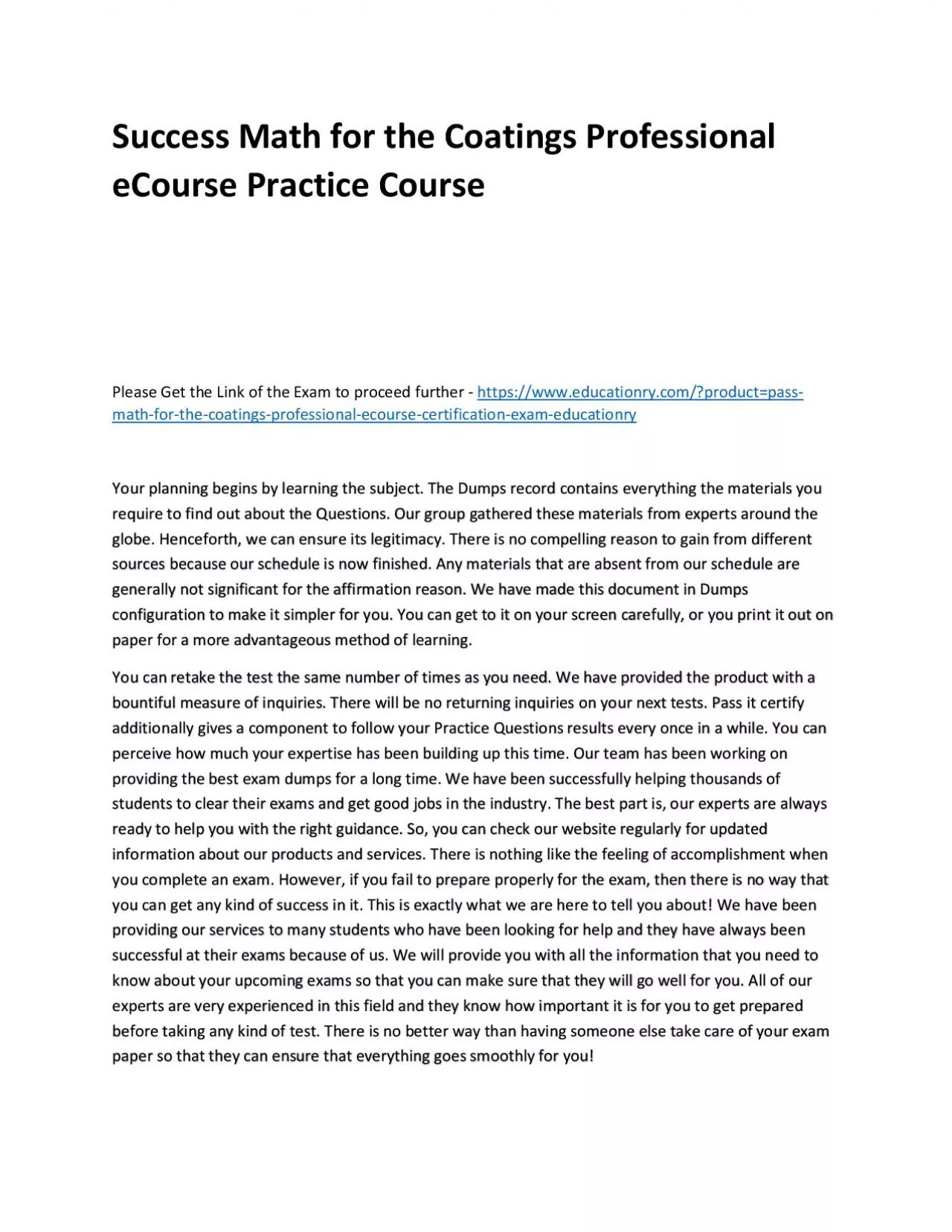 PDF-Math for the Coatings Professional eCourse