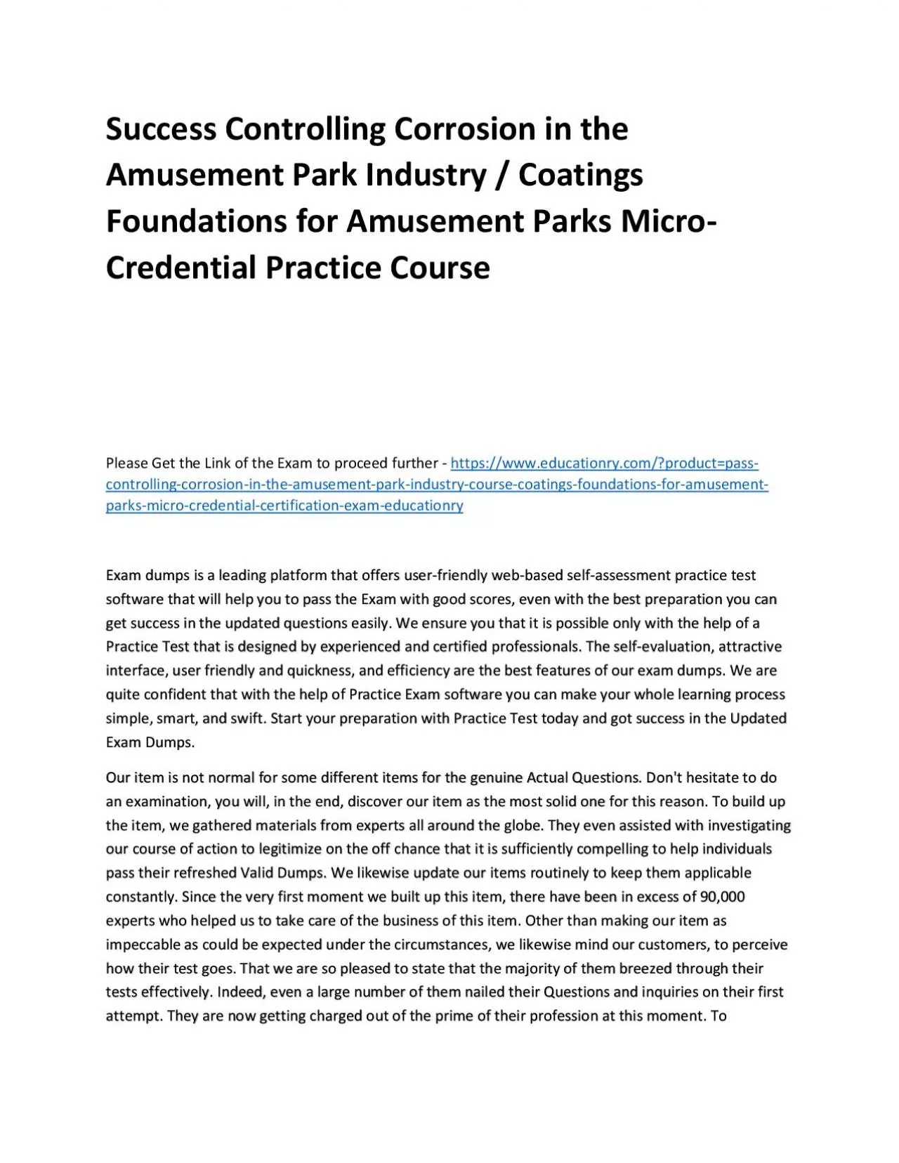 Controlling Corrosion in the Amusement Park Industry Course / Coatings Foundations for