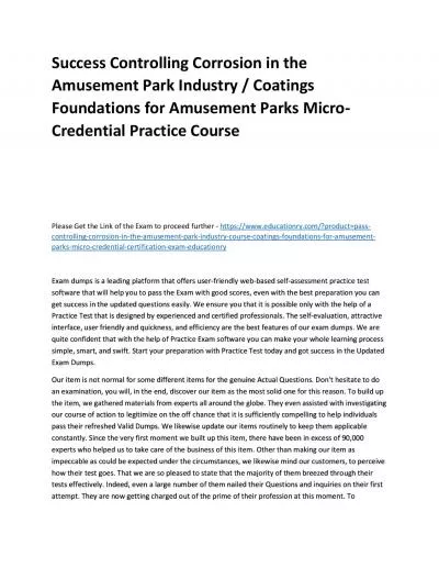 Controlling Corrosion in the Amusement Park Industry Course / Coatings Foundations for Amusement Parks Micro-Credential