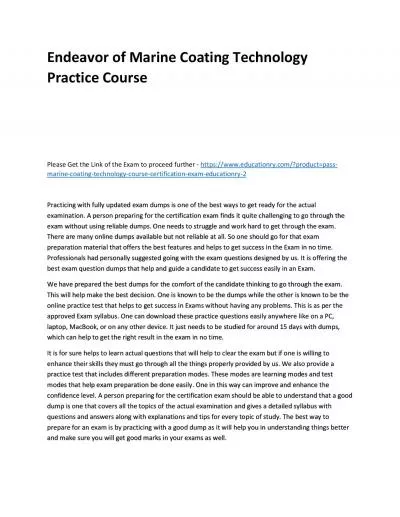 Marine Coating Technology Course