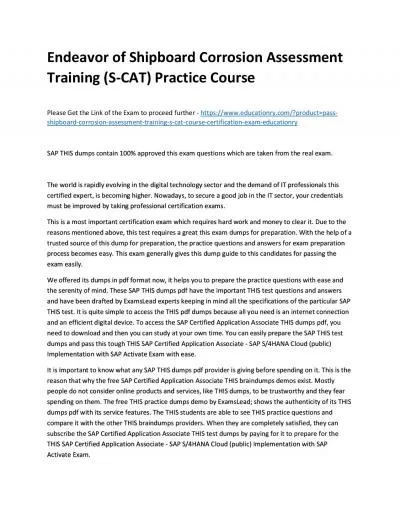 Shipboard Corrosion Assessment Training (S-CAT) Course