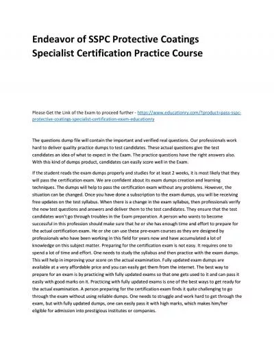 SSPC Protective Coatings Specialist Certification