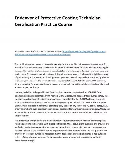 Protective Coating Technician Certification