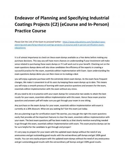 Planning and Specifying Industrial Coatings Projects (C2) (eCourse and In-Person)