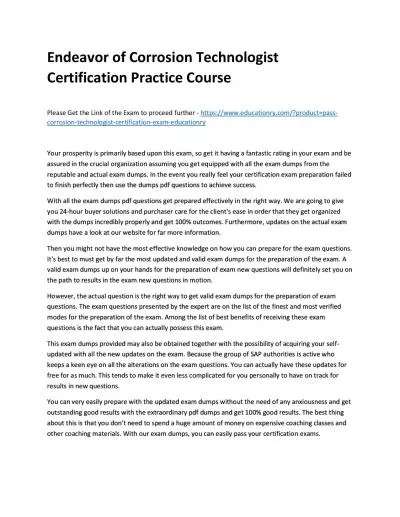 Corrosion Technologist Certification