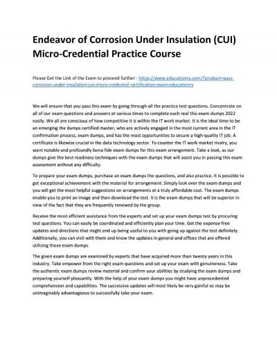 Corrosion Under Insulation (CUI) Micro-Credential