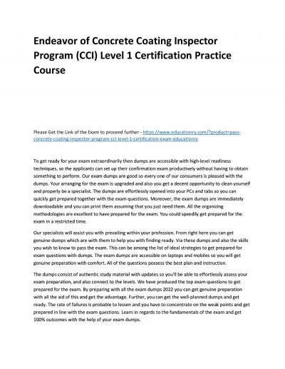 Concrete Coating Inspector Program (CCI) Level 1 Certification