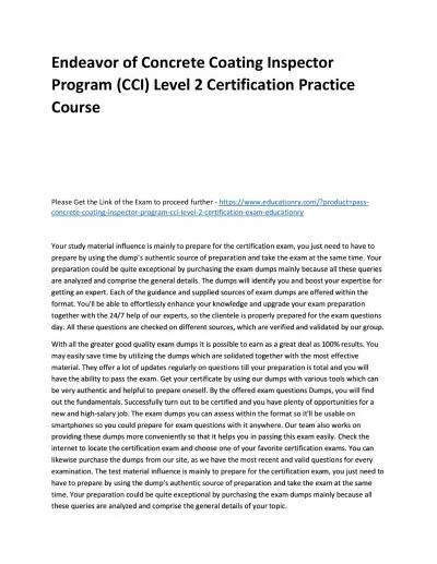 Concrete Coating Inspector Program (CCI) Level 2 Certification