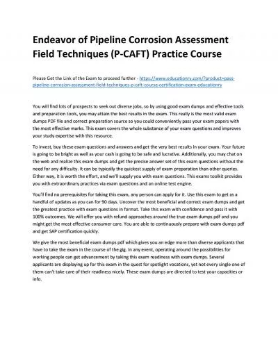 Pipeline Corrosion Assessment Field Techniques (P-CAFT) Course