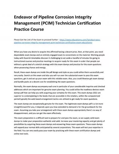 Pipeline Corrosion Integrity Management (PCIM) Technician Certification