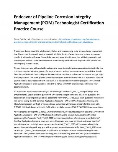 Pipeline Corrosion Integrity Management (PCIM) Technologist Certification