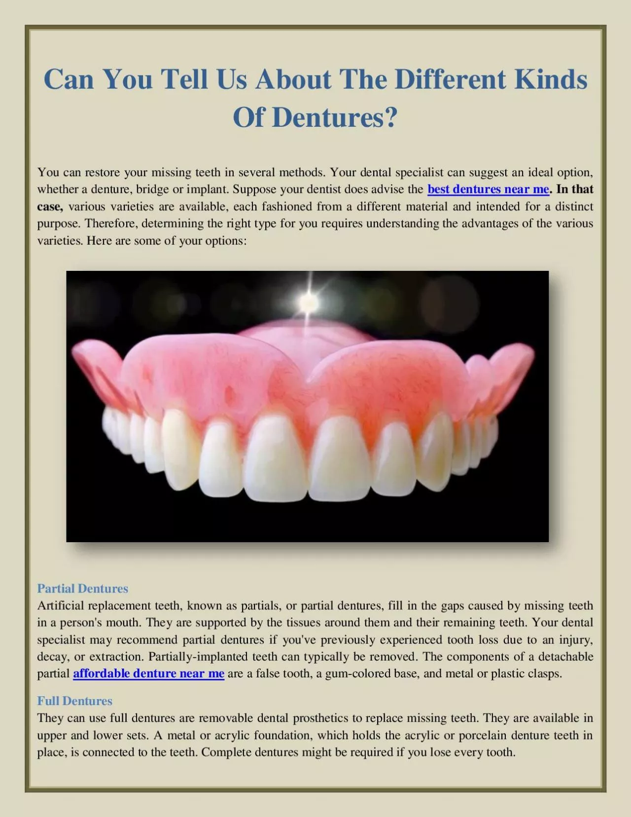 PDF-Can You Tell Us About The Different Kinds Of Dentures?