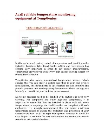 Avail reliable temperature monitoring equipment at TempGenius