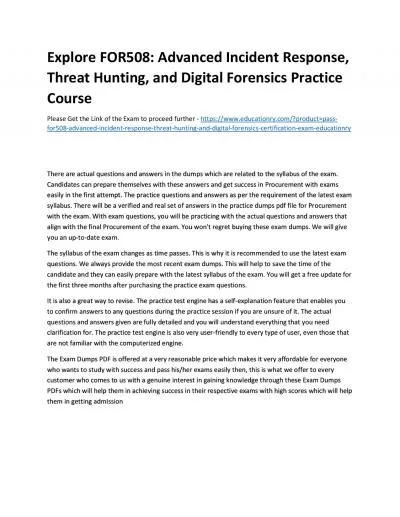 FOR508: Advanced Incident Response, Threat Hunting, and Digital Forensics