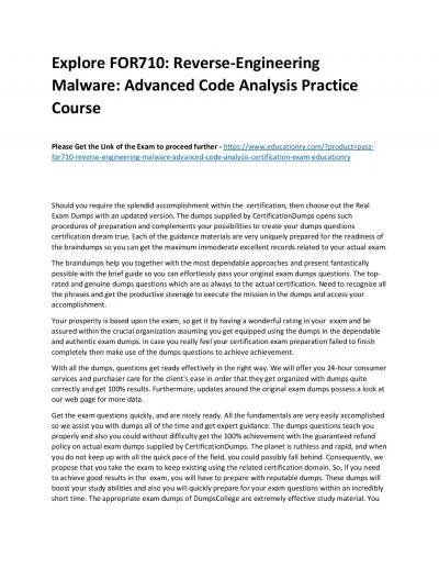 FOR710: Reverse-Engineering Malware: Advanced Code Analysis