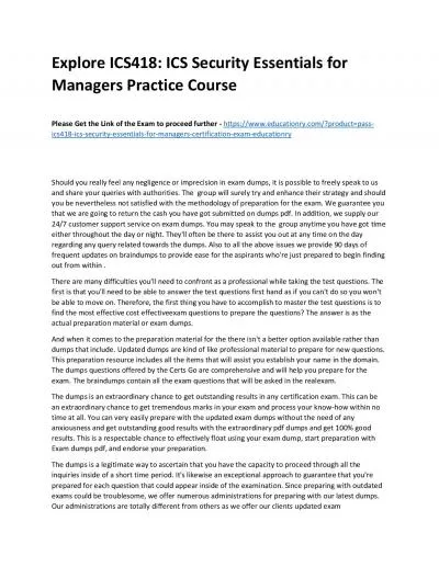 ICS418: ICS Security Essentials for Managers