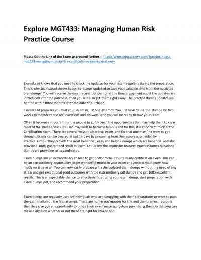 MGT433: Managing Human Risk