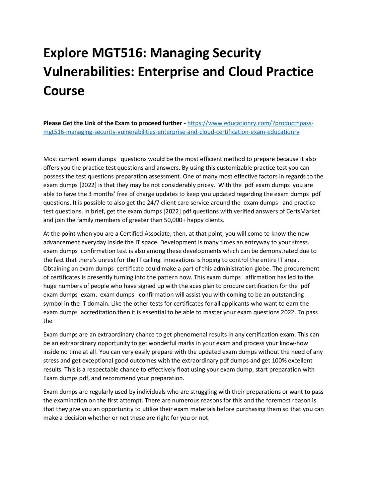 PDF-MGT516: Managing Security Vulnerabilities: Enterprise and Cloud