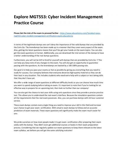 MGT553: Cyber Incident Management