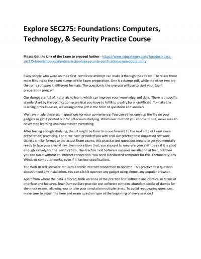 SEC275: Foundations: Computers, Technology, & Security