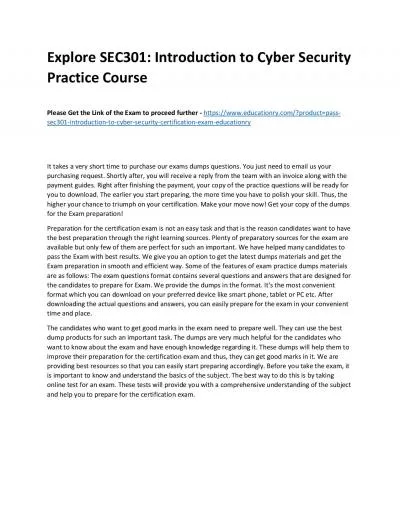 SEC301: Introduction to Cyber Security