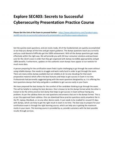 SEC403: Secrets to Successful Cybersecurity Presentation