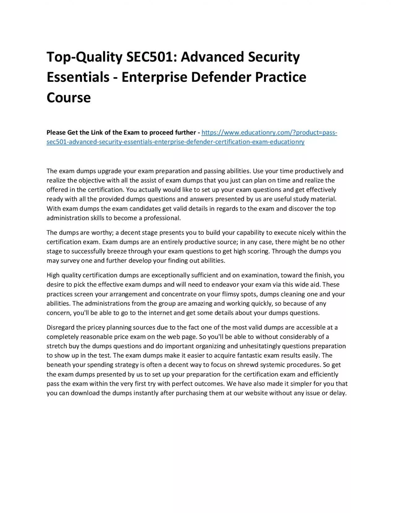 PDF-SEC501: Advanced Security Essentials - Enterprise Defender