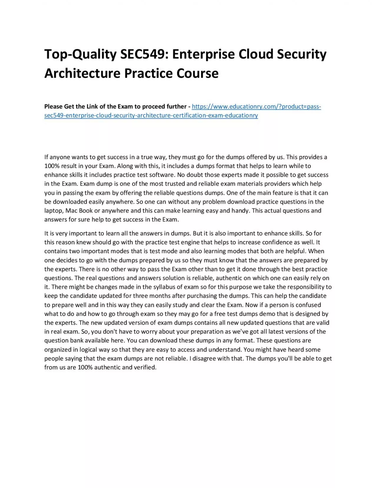 PDF-SEC549: Enterprise Cloud Security Architecture