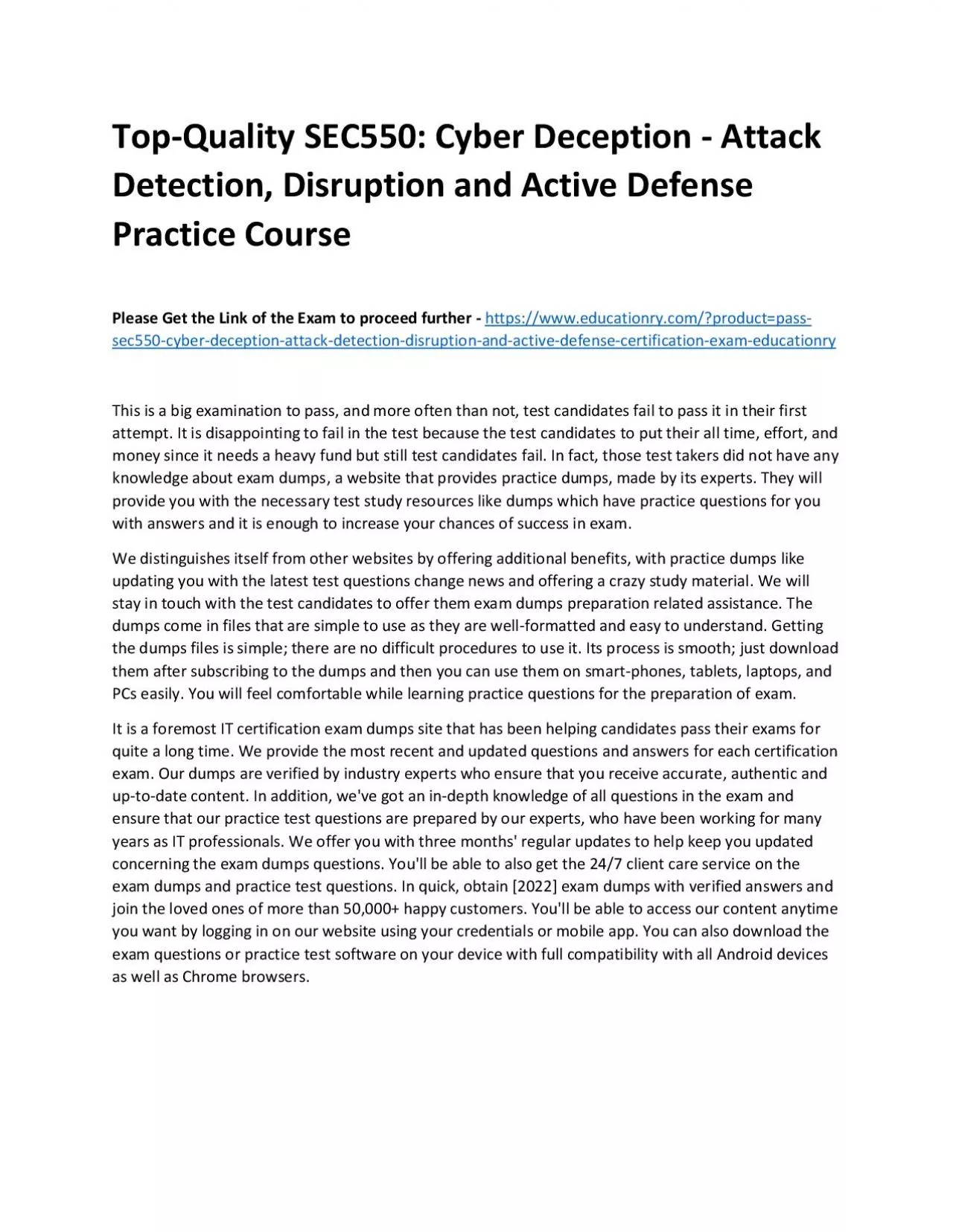 PDF-SEC550: Cyber Deception - Attack Detection, Disruption and Active Defense