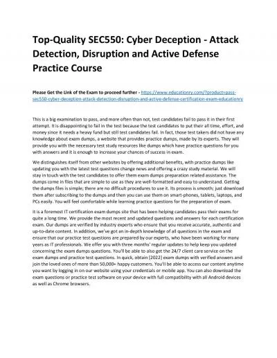 SEC550: Cyber Deception - Attack Detection, Disruption and Active Defense