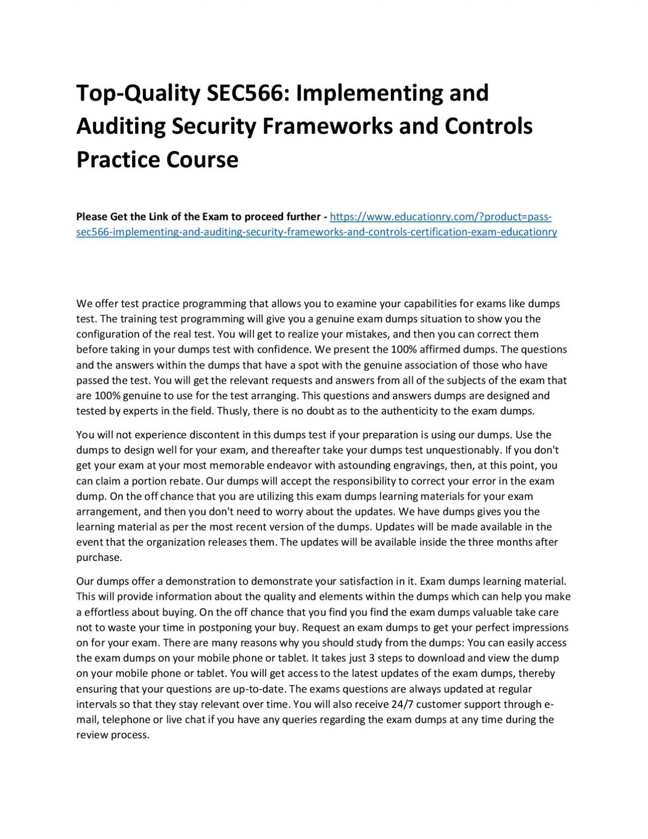 PDF-SEC566: Implementing and Auditing Security Frameworks and Controls