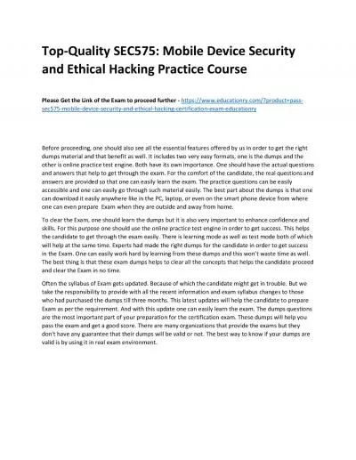 SEC575: Mobile Device Security and Ethical Hacking