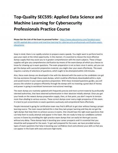 SEC595: Applied Data Science and Machine Learning for Cybersecurity Professionals