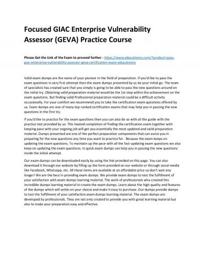 GIAC Enterprise Vulnerability Assessor (GEVA)