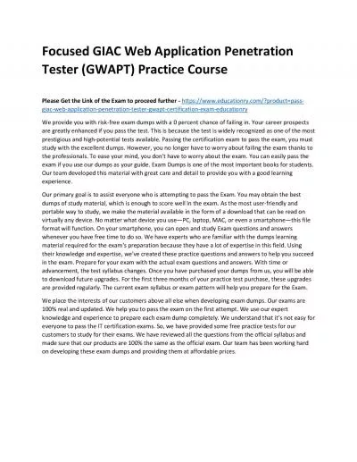 GIAC Web Application Penetration Tester (GWAPT)