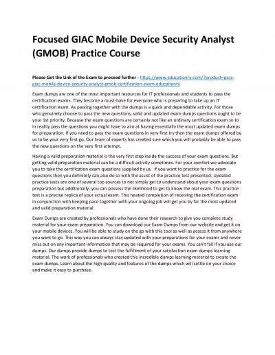 GIAC Mobile Device Security Analyst (GMOB)