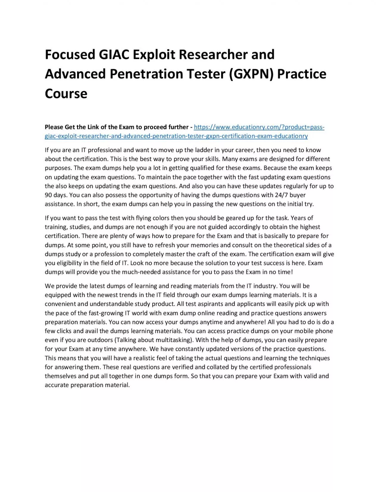 PDF-GIAC Exploit Researcher and Advanced Penetration Tester (GXPN)