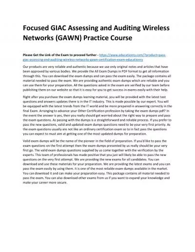 GIAC Assessing and Auditing Wireless Networks (GAWN)