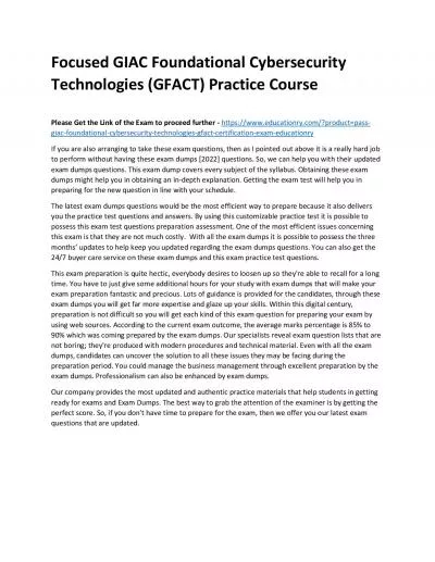 GIAC Foundational Cybersecurity Technologies (GFACT)