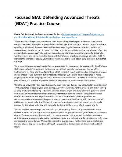 GIAC Defending Advanced Threats (GDAT)